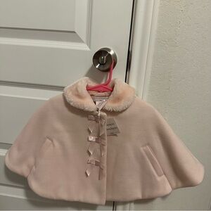 Catherine Malandrino Blush Cape with Fur Trim, 18M, NWT